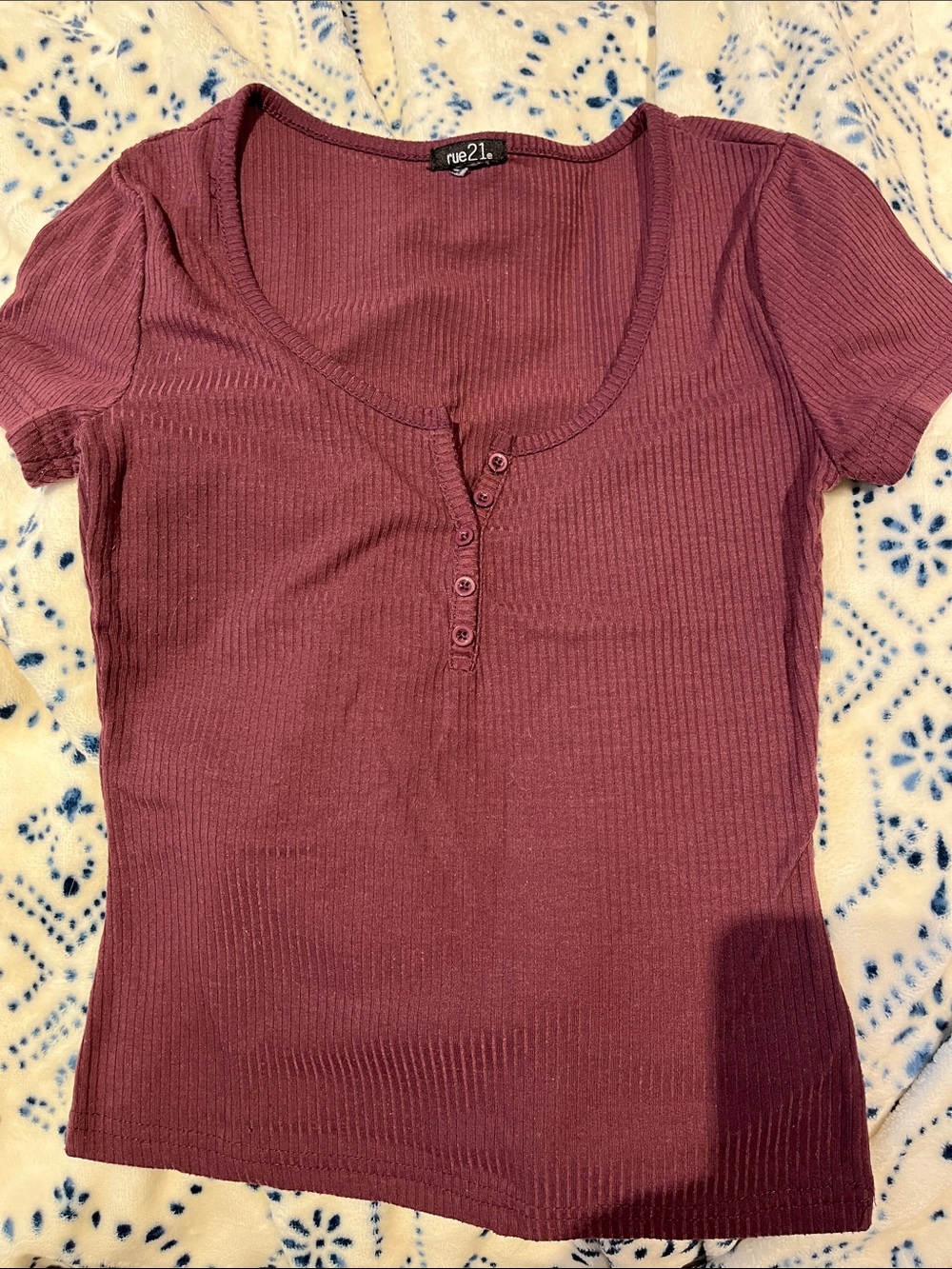 Mauve Ribbed Short Sleeve